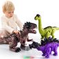 Preview: TEMI 3er-Pack elektrisch laufende Dinosaurier-Spielzeuge für Kleinkinder 2-4 3-5 Jahre mit Brüllgeräuschen und Lichtern, realistischer Roboter T-Rex, Brachiosaurus, Stegosaurus-Dinosaurierfiguren für Kinder