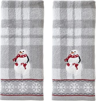 SKL Home Weihnachts-/Winter-Handtuch-Set mit Schneemann von Whistler für Bad/Küche/Bar und Geschenk, 40,6 x 66 cm, grau, 2 Stück