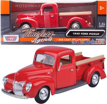 Motormax 1940 Ford Pickup Truck, rot, Druckgussmodell im Maßstab 1:24, neu in Box