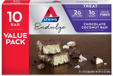 Atkins Endulge Treat Schoko-Kokos-Riegel. Reichhaltige Kokosnuss und dekadente Schokolade. Keto-freundlich. Vorteilspaket (10 Riegel)