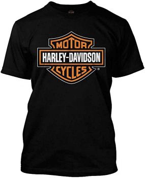 Harley-Davidson Men's Orange Bar & Shield Black T-Shirt 30290591