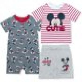 Disney Boy's Mickey Mouse Baby Shorts, T-Shirt und Strampler Kleinkind-Kleidungsset
