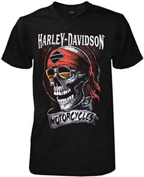 Harley-Davidson Distressed Shady Skull Kurzarm-T-Shirt für Herren, Solid Black