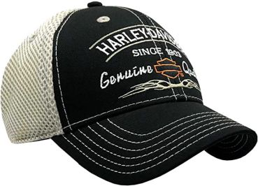 Harley-Davidson Herren Tribal Snapback Curved Brim Colorblocked Mesh Trucker Cap Schwarz