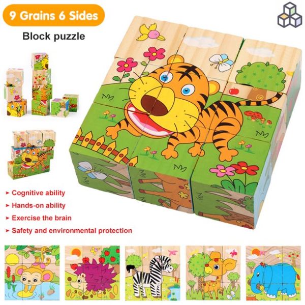 NKOO Holzpuzzles für Kleinkinder, Geschenke, Spielzeug für 1 2 3 Jahre alte Jungen Mädchen Baby Kleinkind Kind Lernen Pädagogisches 6 Tierform Puzzle Umweltfreundliches Kind Kind Montessori Stamm Reisespielzeug