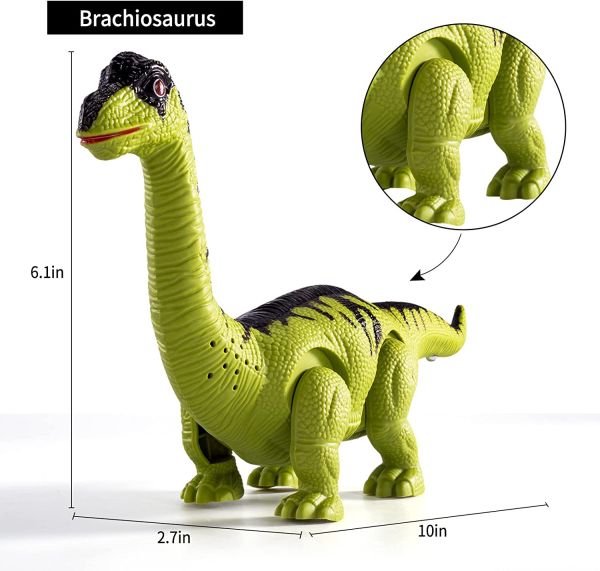 TEMI 3er-Pack elektrisch laufende Dinosaurier-Spielzeuge für Kleinkinder 2-4 3-5 Jahre mit Brüllgeräuschen und Lichtern, realistischer Roboter T-Rex, Brachiosaurus, Stegosaurus-Dinosaurierfiguren für Kinder